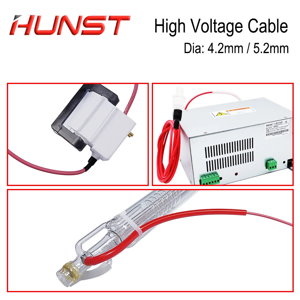 HUNST 3/5/10Meters High Voltage Cable for CO2 Laser Power Supply and Laser Tube Laser Engraving and Cutting Machine.