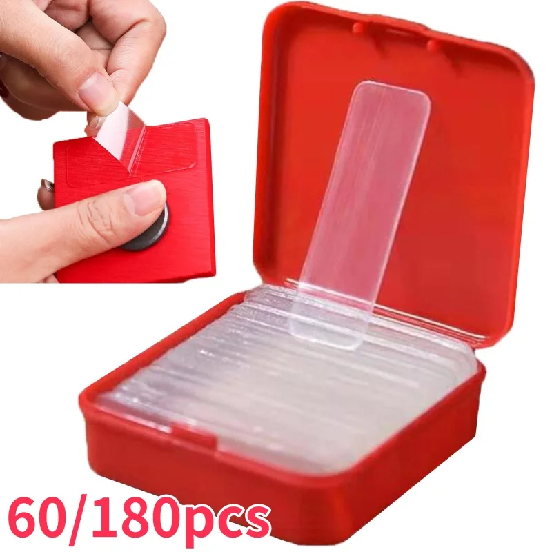 Cinta adhesiva de doble cara multifuncional reutilizable, 60/180 Uds., para globo adhesivo, póster sin rastro, transparente, para mejorar el hogar