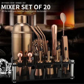 Cocktail Shaker Set 20PCS Bartender Kit with Stand Mixology Bar Set Drink Mixer Set with…