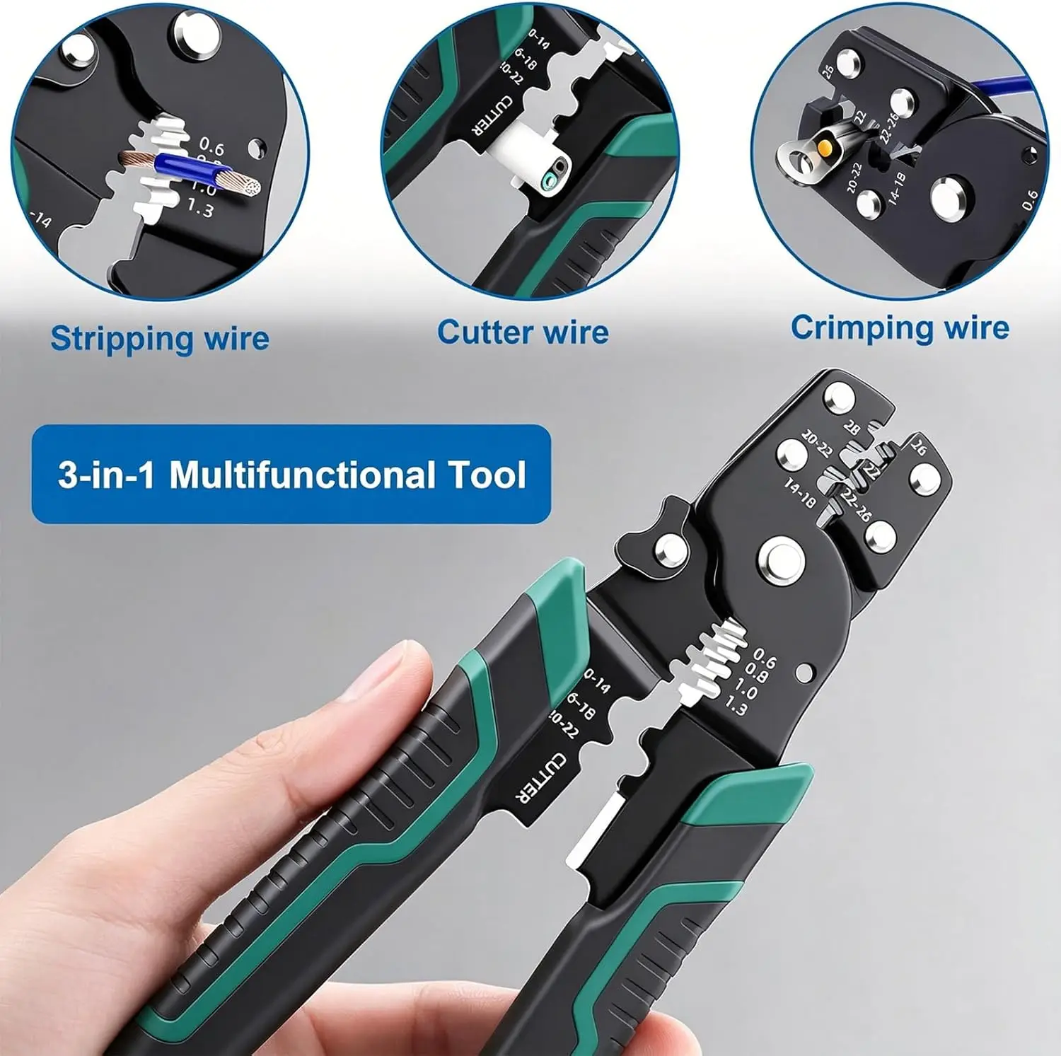300-teiliges Crimp-Steckverbinder-Set, 15 Arten von Crimp-Klemmen, elektrische Klemmen inklusive Flachsteckern, Ringkabelschuhen, Gabelkabelschuhen und Zange – Detail 10