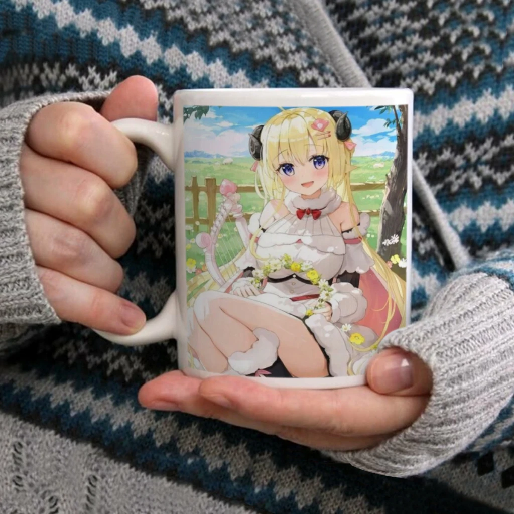 

Hololive Kawaii Virtual Idol Ceramic Mug Perfect for Coffee Tea Double Sided Design for Unique Gift Idea