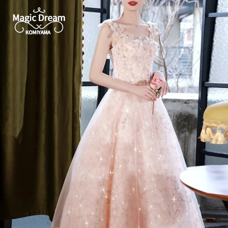 Customized Flower Design Evening Dress Sweet Fairy Wedding Party Toast Vestidos Slim Waist Graduation Sweet Appliqué Banquet Pro