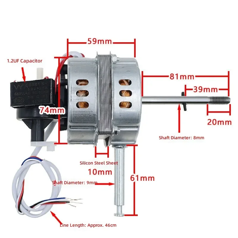 for Universal Table Floor Fan Motor 50W Shaking Head Electric Fan Motor with 10MM Shaft Accessories Replacement Parts