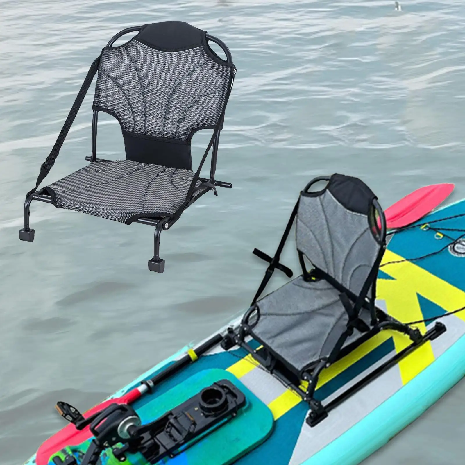 

Folding Kayak Seat with Back Support Convenient Foldable Compact Easy Setup Lightweight Canoe Seat for Kayaking Canoeing