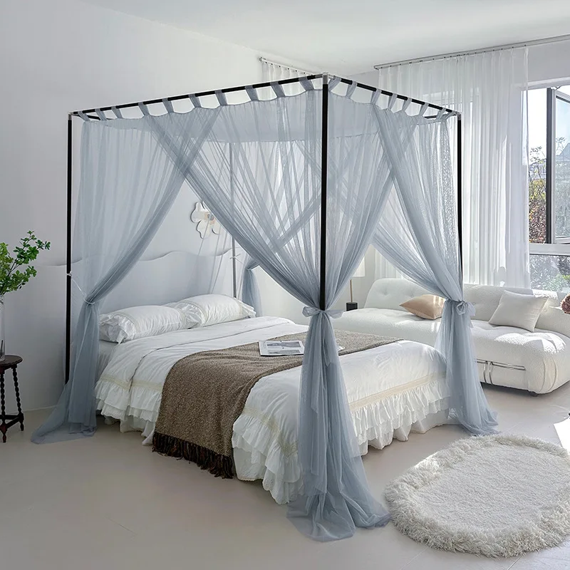 French Simple Palace Mosquito Net Without Frame Elegant Three-door Bed Curtain Plain Color Home Decor