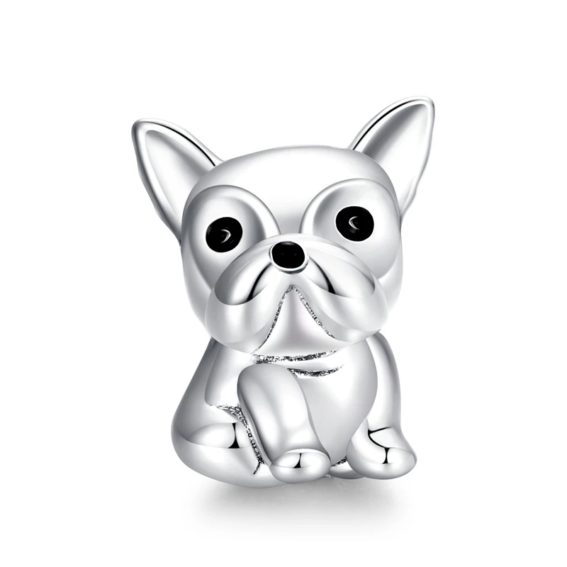 WOSTU Niedliche Haustier-Charms aus 925er-Sterlingsilber, Bulldogge, Perlen, schöne Bradypod-Katze, Freunde, passend für Original-Armbänder, Armreifen, DIY-Schmuck