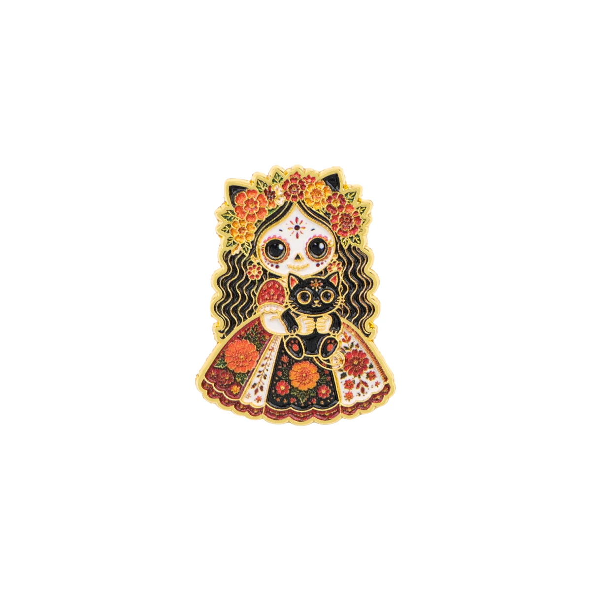 5pcs/set Day of the Dead Skull Character Enamel Pin Badges Lovely Lapel Brooch for Holiday Pin for Hat Bag DIY Decoration Gift