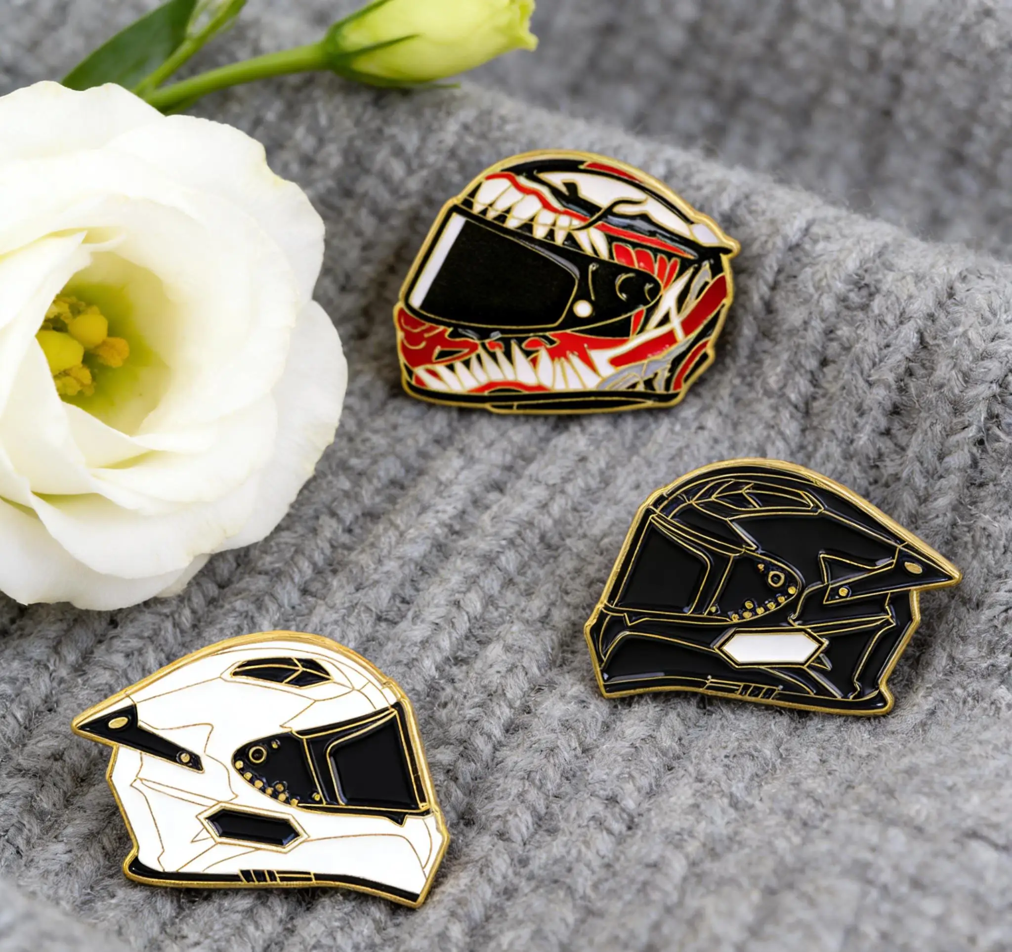 3pcs Cool Helmets Enamel Pin Racing Car Motorcycle Brooches For Lapel Pins Badge on Backpack Accessories Fashion Jewelry Gifts