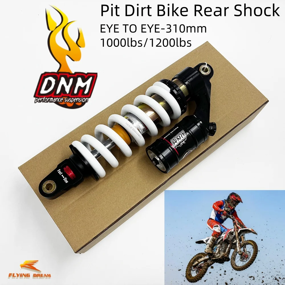 Motorcycle Rear Shock Absorber 310mm 12.2inch DNM MT-RC Double Adjustable 1000lbs 1200lbs For Dirt Pirt Bike Atv