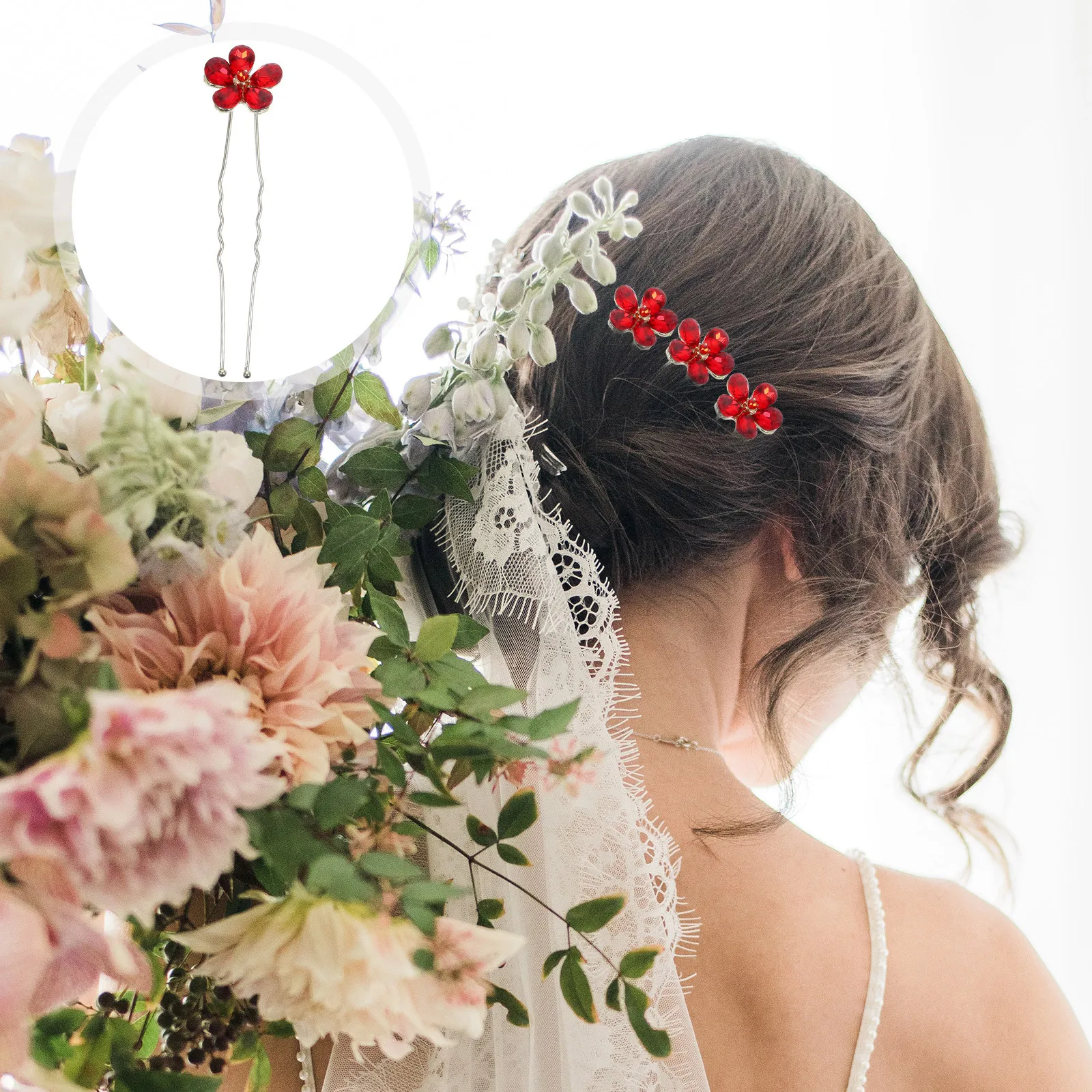 

4Pcs Bridal U Shaped Rhinestone Hairpin Flower Hair Accessories Wedding Hair Pin Decorative Women Hairpin Rhinestone Hairpin,