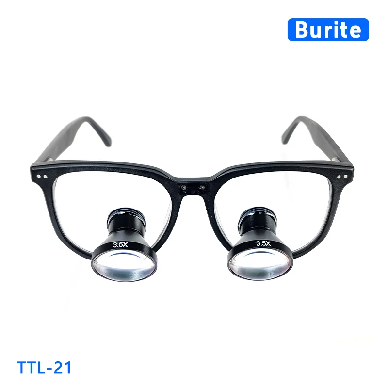 

Burite 21 2.5X/3.0X/3.5X TTL Galilean Loupes clear vision IPD Customized Dental Surgical Loupes Metal Lens Acetate Frame