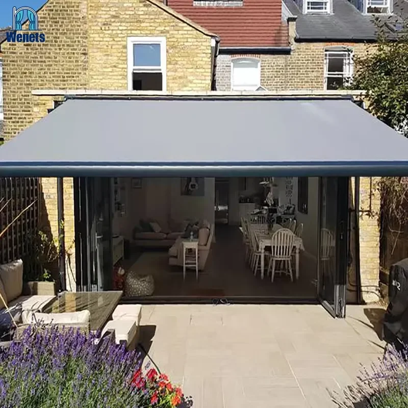 for Heavy Duty Retractable Balcony Awning Automatic Motorized Folding Sunshade Patio Aluminum Frame