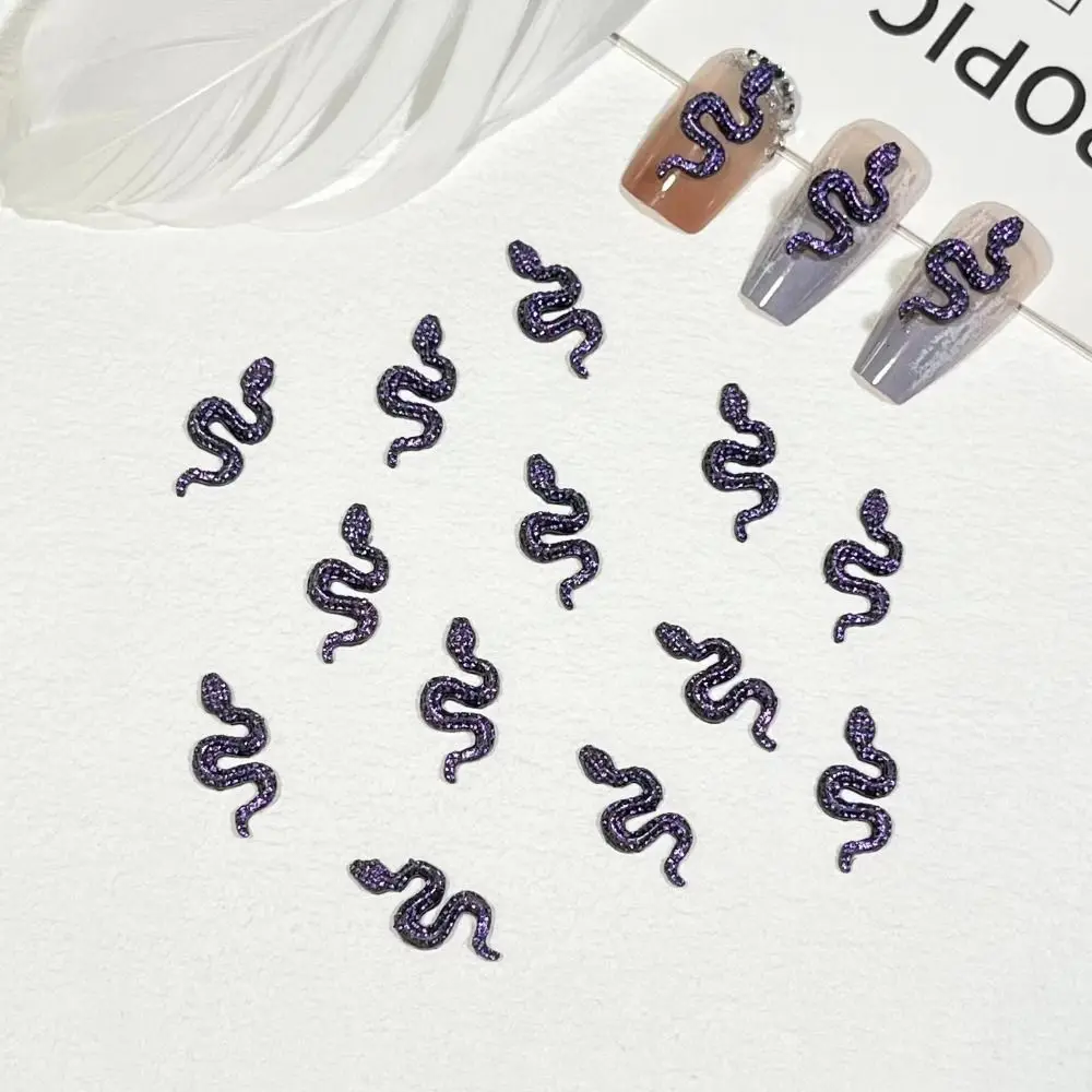 50 Pcs 3D Nail Art Decoration Flatback Fashion Snake Nail Art Accessories Punk Goth Style Fine Grain Snake Nail Stickers