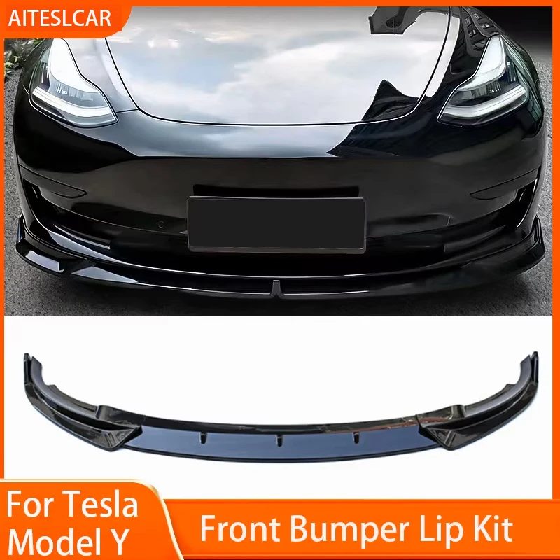 

For Tesla Model Y Front Bumper Surrounding Front Lip ABS Carbon Fibre Front Shovel Cover Exterior Modification Refitting