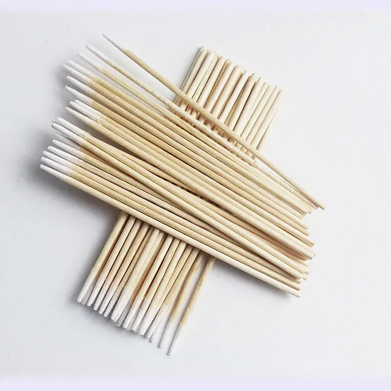 100/300/500 Uds. Limpiador de manicura punta de pegamento hisopo de algodón palo de madera fina desechable ranura para uñas limpieza de palo de algodón