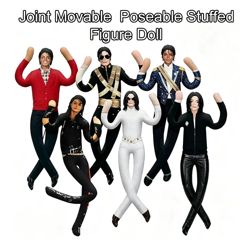 Joint Movable Michael Jackson Plush Doll, Poseable Stuffed Figure Cosplay Prop, Room Decor Collectible Gift For Fans
