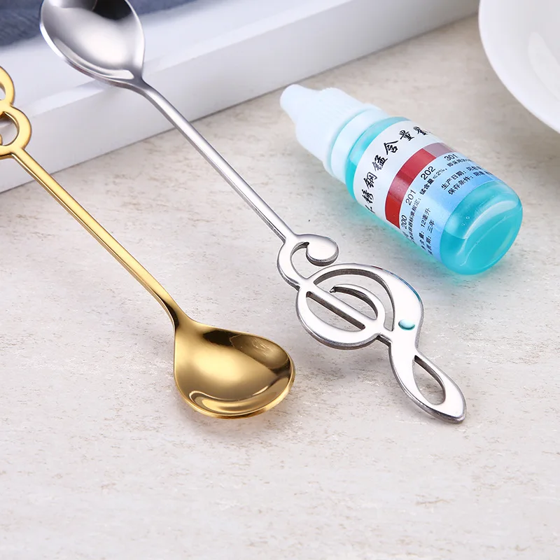 Stainless Steel Musical Notes Coffee Spoon Stirring Cup Spoon Music Stick Ice Cream Gift Spoon Kitchen Tool Accessories