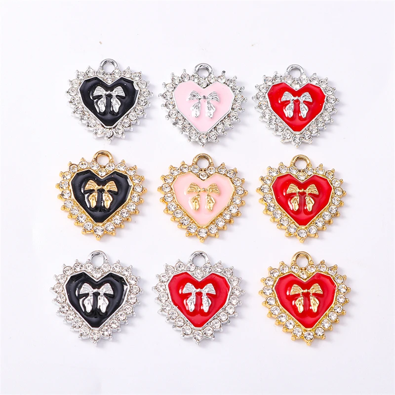 Duarte 20 Teile/los Nette Kristall Bowknot Herz Charms Anhänger für Schmuck Machen Tropfen Ohrringe Halsketten Armbänder DIY Handwerk Geschenk – Detail 2