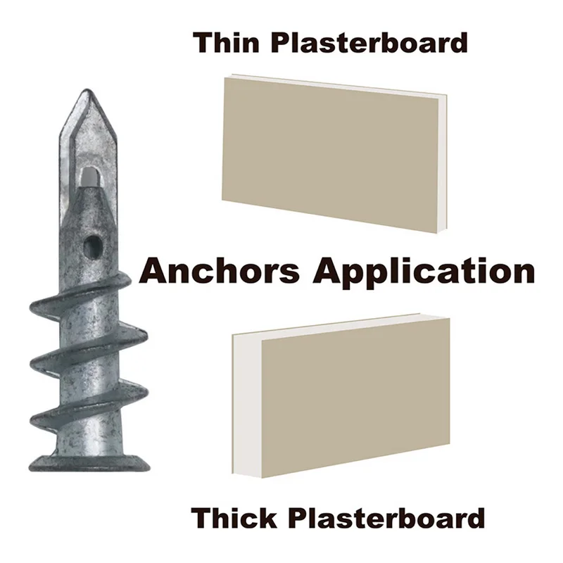 Hollw Wall Plasterboard Anchor Zinc Alloy Drywall Self-drilling Anchors E8/13*41mm #8*1-1/4 Tapping Screw
