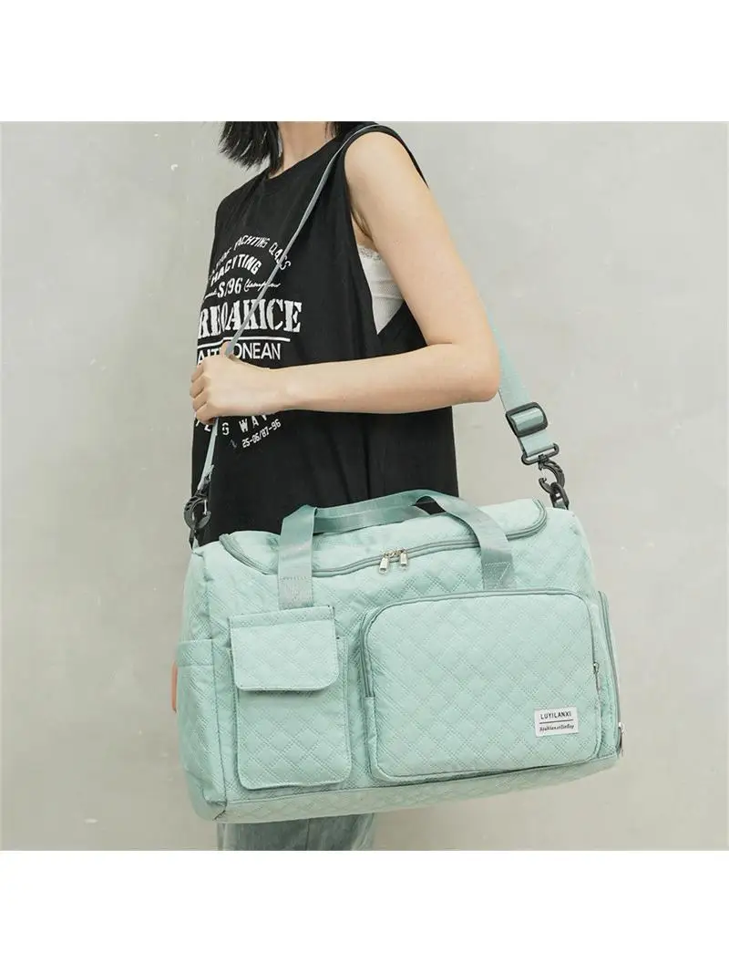 

Oxford Cloth Travel Bag Single Shoulder Handheld Large Capacity Diamond Pattern Clothing Storage Bag Leisure Travel Organizer