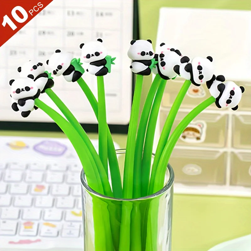 10 Panda Gel Pens, Smooth Writing Without Ink Leakage, Comfortable Grip, Removable Refills, Reusable, Suitable for Writing, Study Marking, Office Notes, Journaling, Etc., Mother's Day
