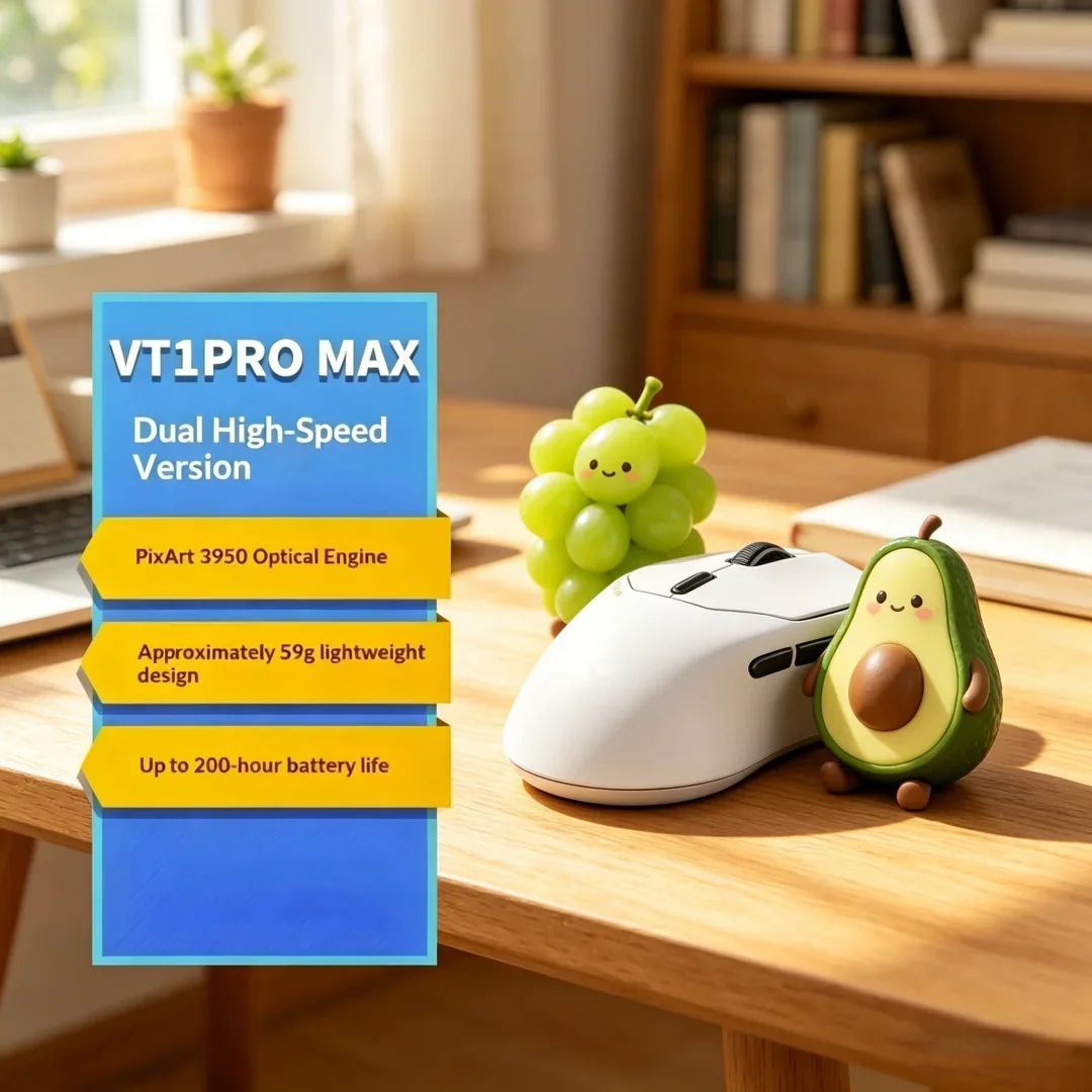 

RAPOO VT1PRO MAX Wireless Gaming Mouse 59g Nebulous Light 8KHz Polling Rate 30000DPI 9 Programmable Buttons Majestic