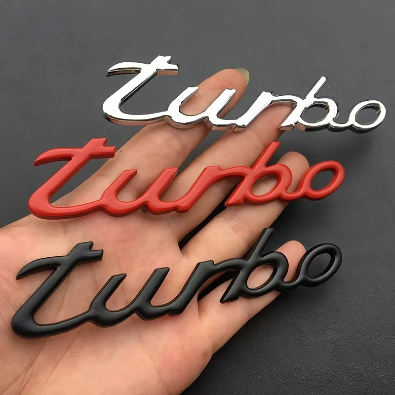 3D Chrome Black Red Letters Turbo Words For Car Hood Fender Trunk Rear Bonnet Nameplate Decal Emblem Badge Sticker