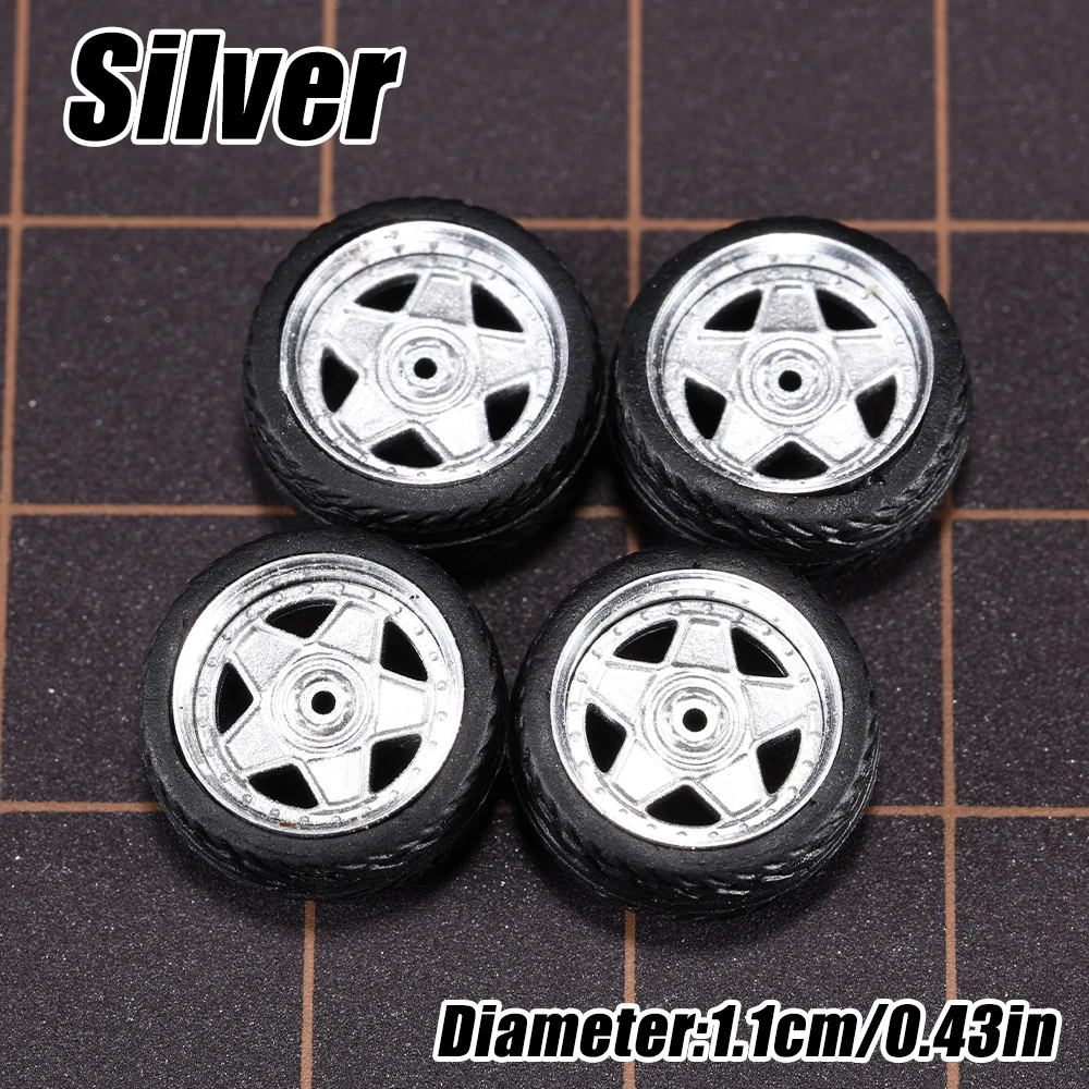 1/64 Modellauto-Räder 4er-Set - 11mm Durchmesser ABS-Gummireifen mit Bremsscheibe - Upgrade-Teile für Tomica Diecast-Fahrzeuge – Detail 9