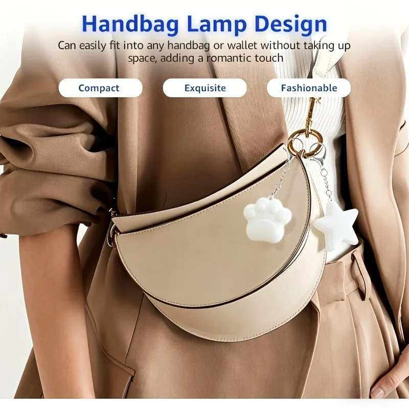 Purse Light, LED Touch Sensor Night Light, Rechargeable Portable Mini Light for Handbag, Backpack, Purse, Keychain (White Light)