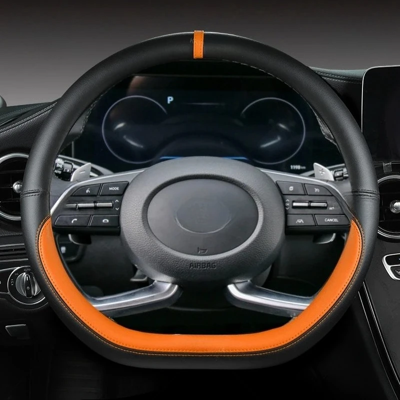 Protector de cuero de microfibra para volante de coche en forma de D, accesorios para Hyundai Creta II 2021 2022