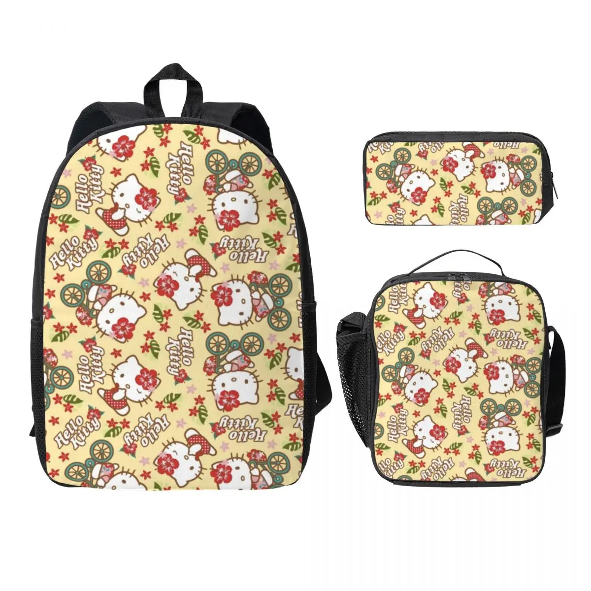 

Hello Kitty 3-Piece Backpack Set with Lunch Bag and Pencil Pouch Lightweight 17-Inch Bag for Students and Professionals