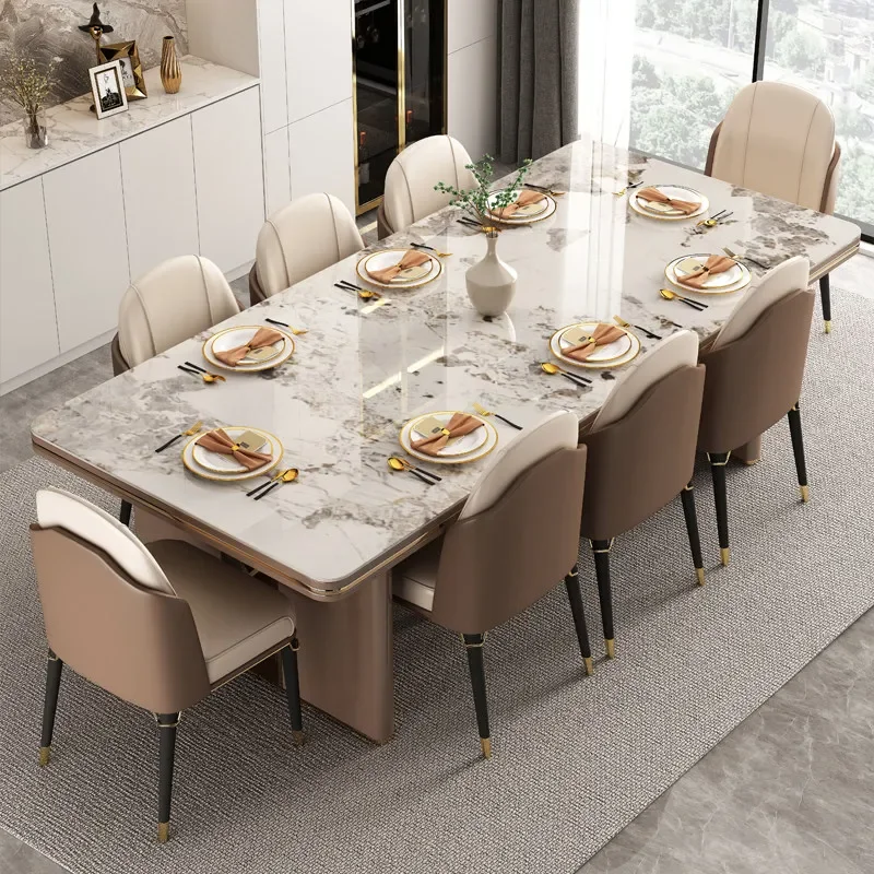 New Marble Side Dining Table Kitchen Lounge Service Extending Chairs Dining Table Salon Conference Mesas De Jantar Home Furnitur