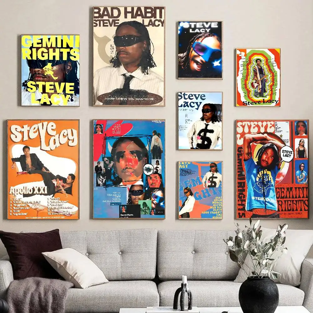 Sänger Steve Lacy Anime Poster Sticky HD Qualität Poster Wand Kunst Malerei Studie Wand Dekor