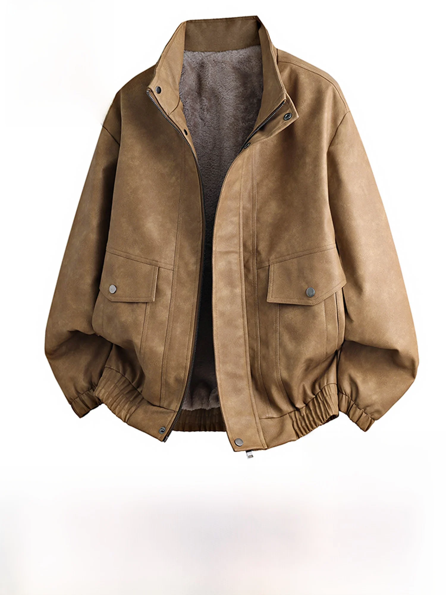 

Мужская кожаная куртка с воротником-стойкой в американском стиле ретро True Weave, зимняя повседневная верхняя одежда на подкладке Fce для отдыха, застежка-молния