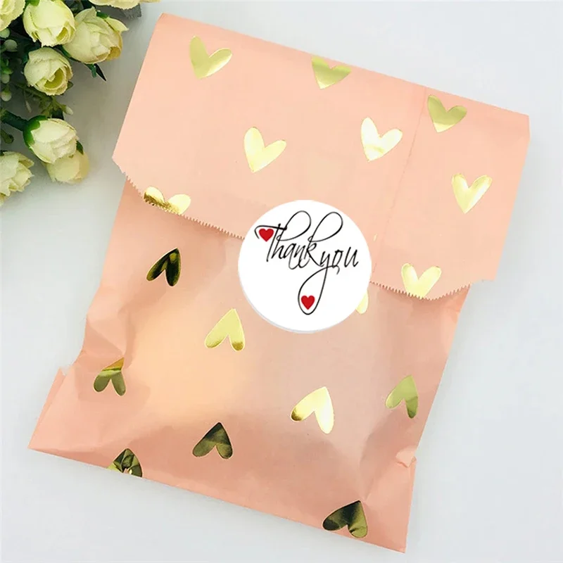 500Pcs Gift Afdichting Labels Wit Dank U Sticker Met Rood Hart Relatiegeschenk Pakket Gepersonaliseerde Decoratie Envelop Sticker