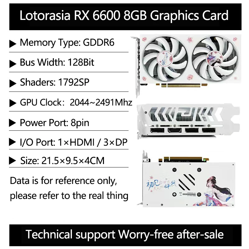 2023 New lotorasia Radeon RX6600XT 8GB Graphics Card GDDR6 PCI Express x16 3.0 video gaming graphics card external graphics card