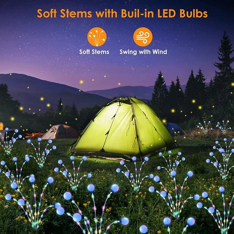 Solar Garden Lights New Upgraded Solar Swaying Light 10 Head Solar Outdoor Lights  Waterproof Firefly Lights Outdoor