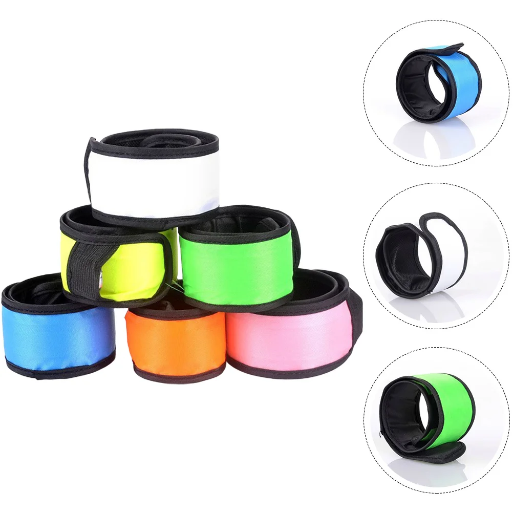 6Pcs Luminous Slap Bracelets Wear-Resistant Kids Funny Glow Bands Party Running Lights Night Walking Safety LED Armbands