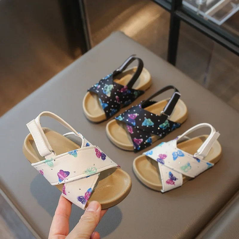 

New Children's Flat Sandals Girl Boy PU Leather Cross Casual Shoes Toddler Outdoor Beach Sandals Kids Versatile Open-Toe Shoes
