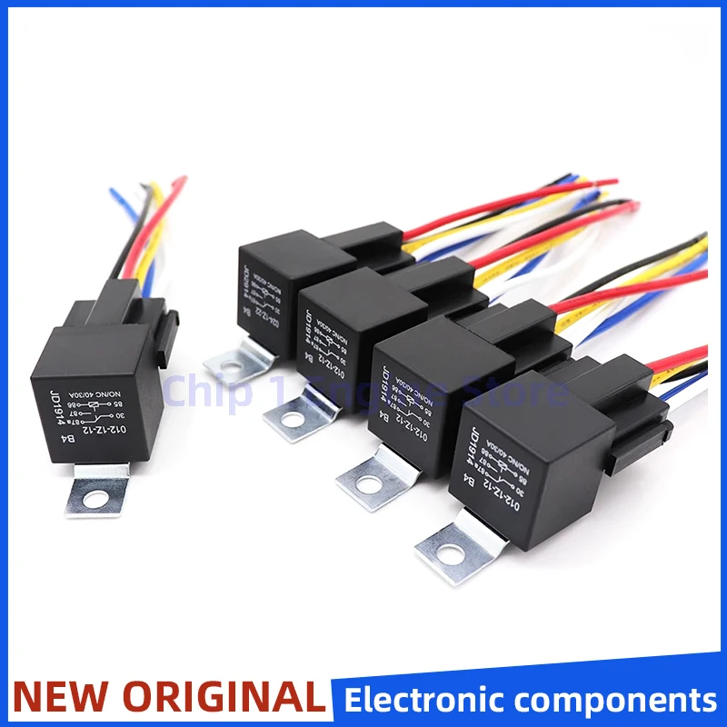 40A automotive relay 12/24V 4/5pin waterproof relay with socket headlight horn air conditioning modification JD1912 1914 2912 14