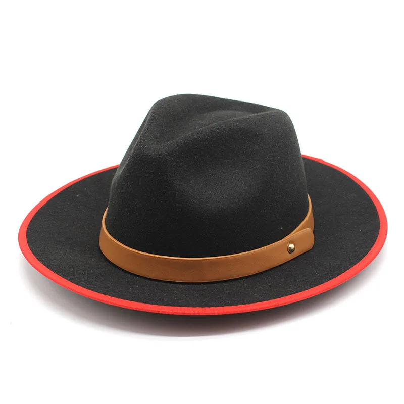 Autumn And Winter New Fashion Casual Belt Woolen Felt Jazz Top Hat Outdoor Shopping Concave Shape Warm Wool Felt Hats