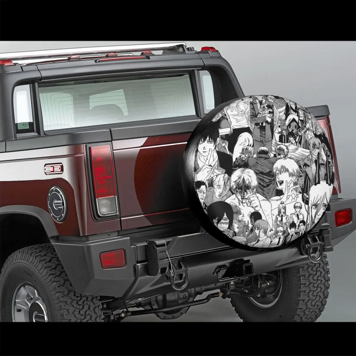 Chainsaw Man Collage Spare Tire Cover Case Bag Pouch for Jeep Hummer Anime Car Wheel Protectors Accessories 14