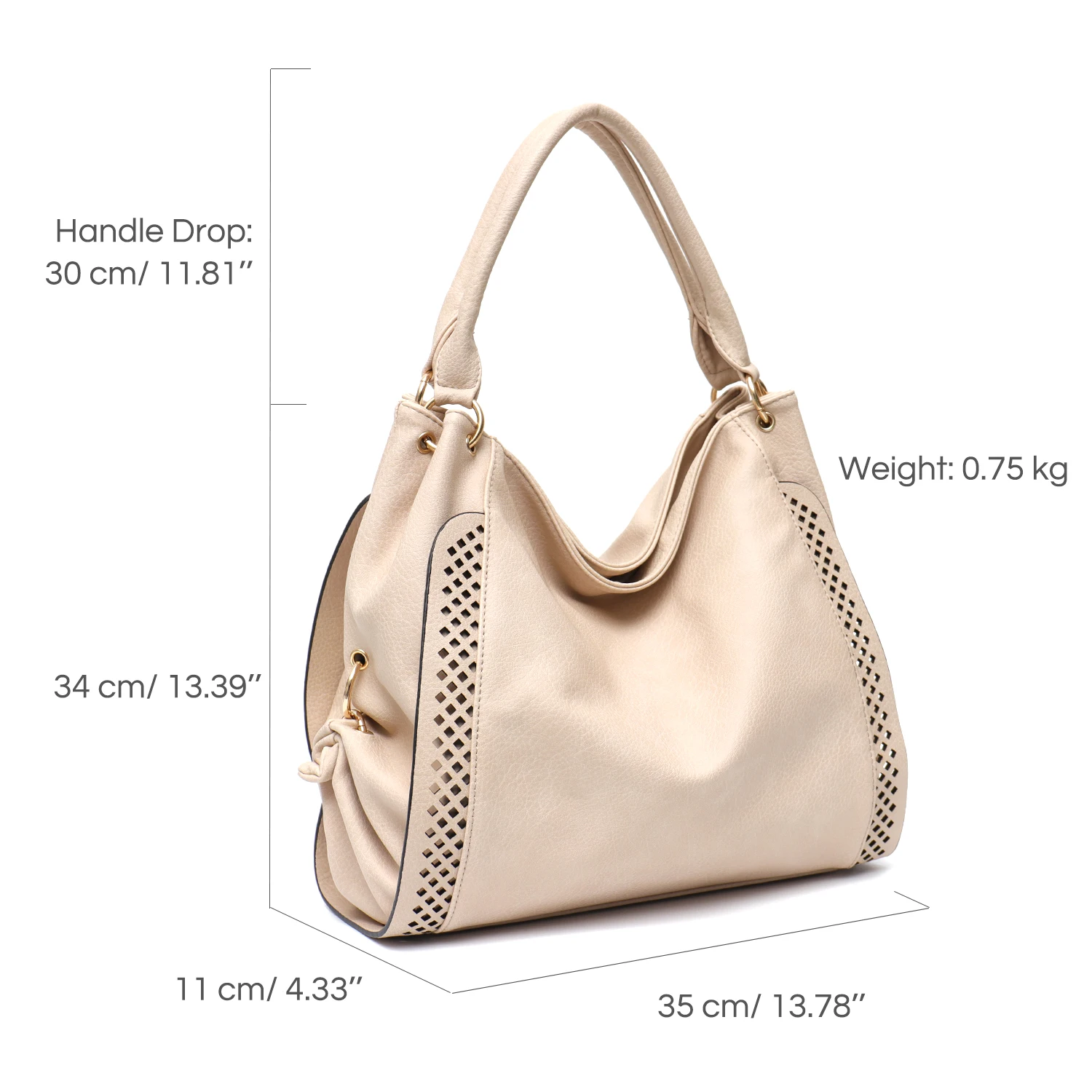 CEZIRA Women Daily Large PU Vegan Leather Shoulder Handbags Fashion Hollow Out Casual Big Hobo Purses Mommy Bags Shopping Tote