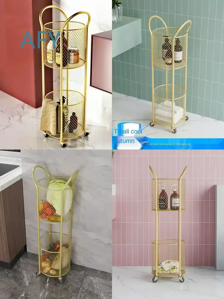 for Nordic Wrought Iron Shelf for Kitchen Storage Rack Bathroom Toiletries Trolley Metal Storage Cart Simple Creative Fashion
