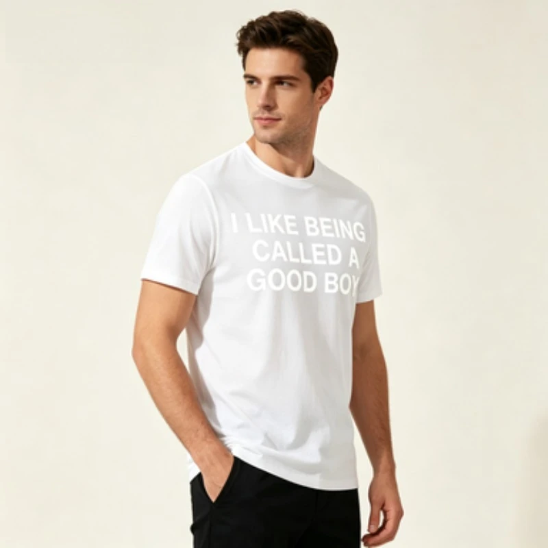 Men Modal  T-Shirt I Like Being Called a Good Boy Funny Sarcastic Print Short Sleeve Crewneck Tee Black White