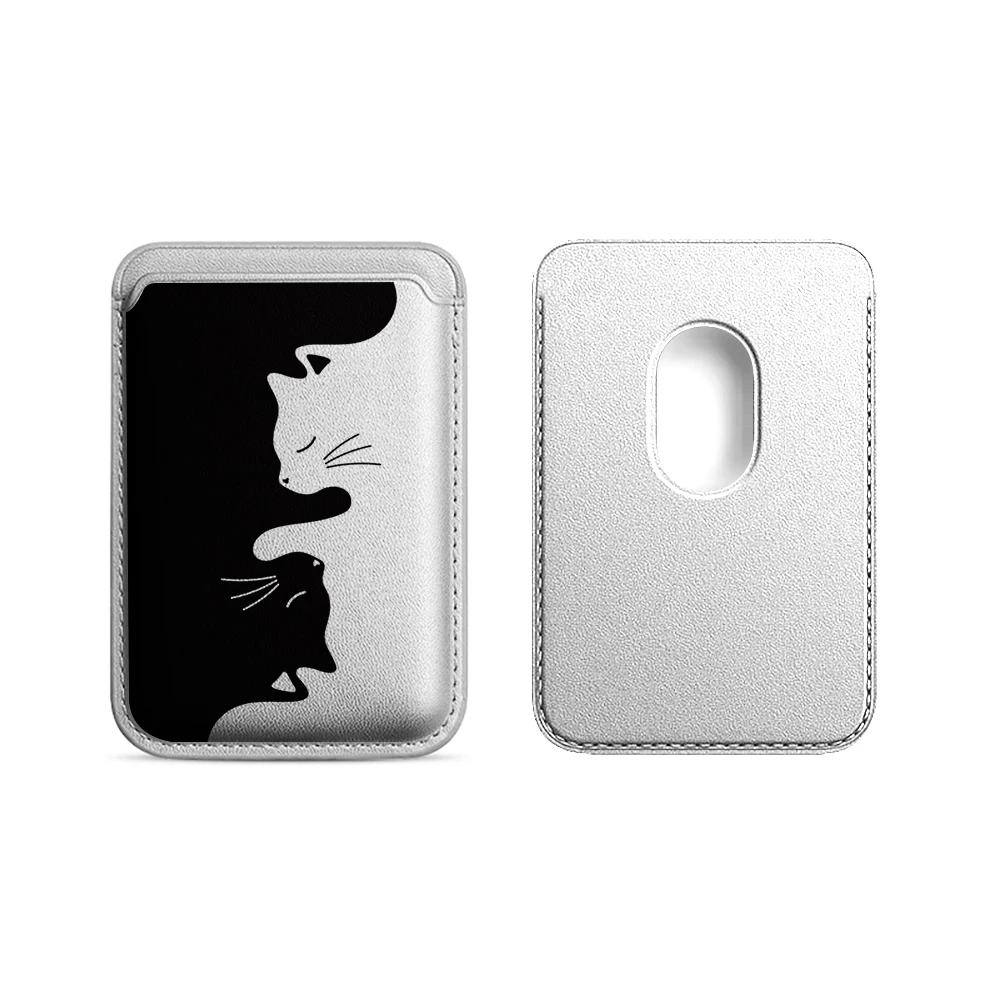 Kreative Katzen-Leder-Kartenhalterhülle für Magnetische Hüllen, Geeignet für alle iPhone Magsafe Karten-Handyrückseiten-Taschen – Detail 18