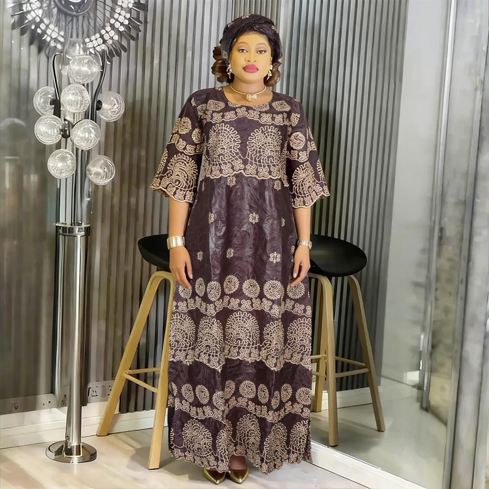 Robes africaines pour femme Robe traditionnelle Robe turque Abaya Robe brodée blanc Bazin Riche luxe élégant afrique vêtements