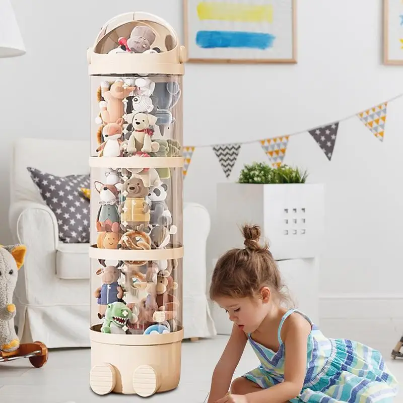 

1pc Doll storage Box Transparent Bucket Moistureproof Stuffed Animal Storage Tube Children's toy Organizer Home Organization