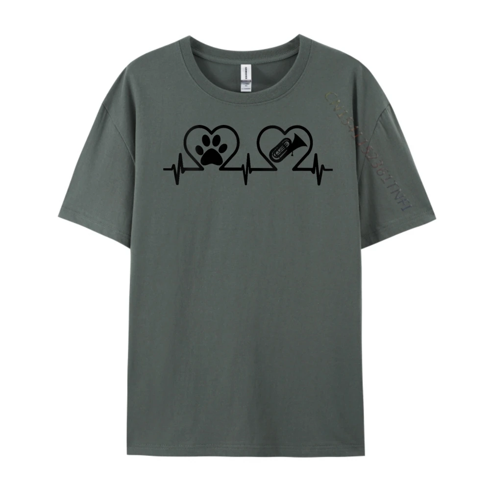 

Tuba Player Dog Paw Heart Heartbeat Dog Owner Grahpic Tee Shirt New Year 2025 Punk Style