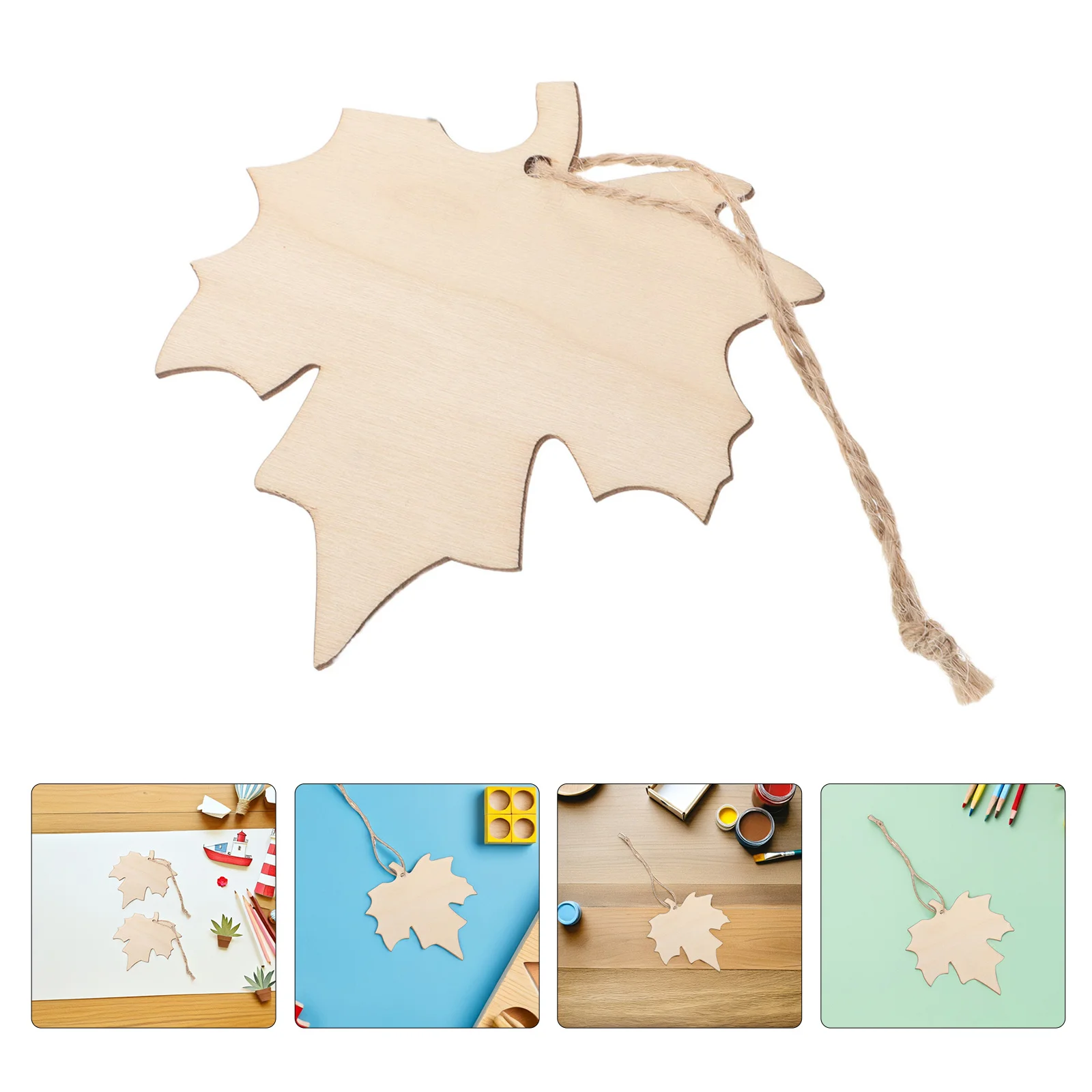 

100Pcs Maple Leaf Wood Slice Ornaments Unfinished Natural Wooden Cutouts for DIY Fall Craft Tags with Hole Rustic Autumn Harvest